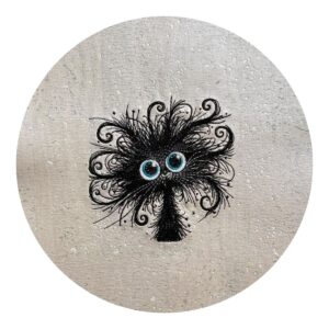 Broderie Halloween chat noir liège blanc diamant