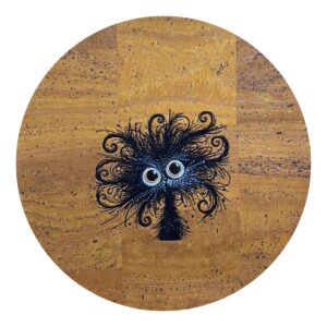 Broderie Halloween chat noir liège jaune