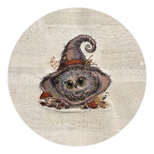 Broderie Halloween chouette liège