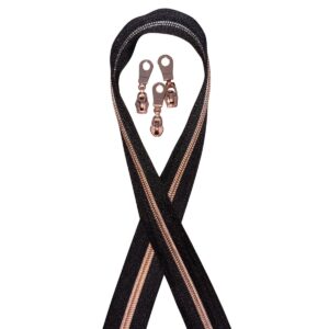 Zip Rose T 5 - Ruban Noir - 1 m + 3 curseurs